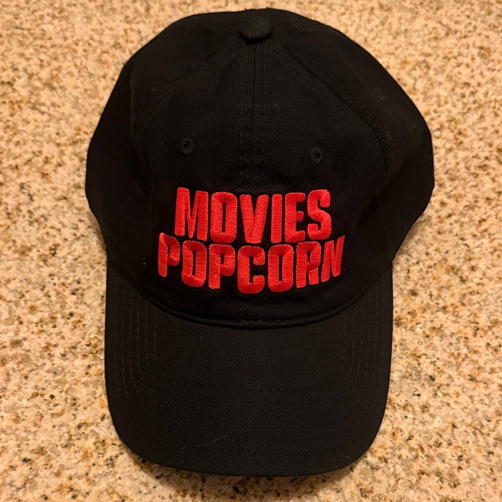 Black Cap with Red Movies Popcorn Embroidery
